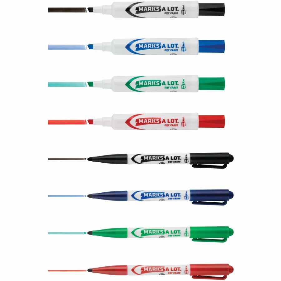 Chisel Marker Point - Erasable - Black, Blue, Green, Red Ink - Assorted Barrel - 24 / Box