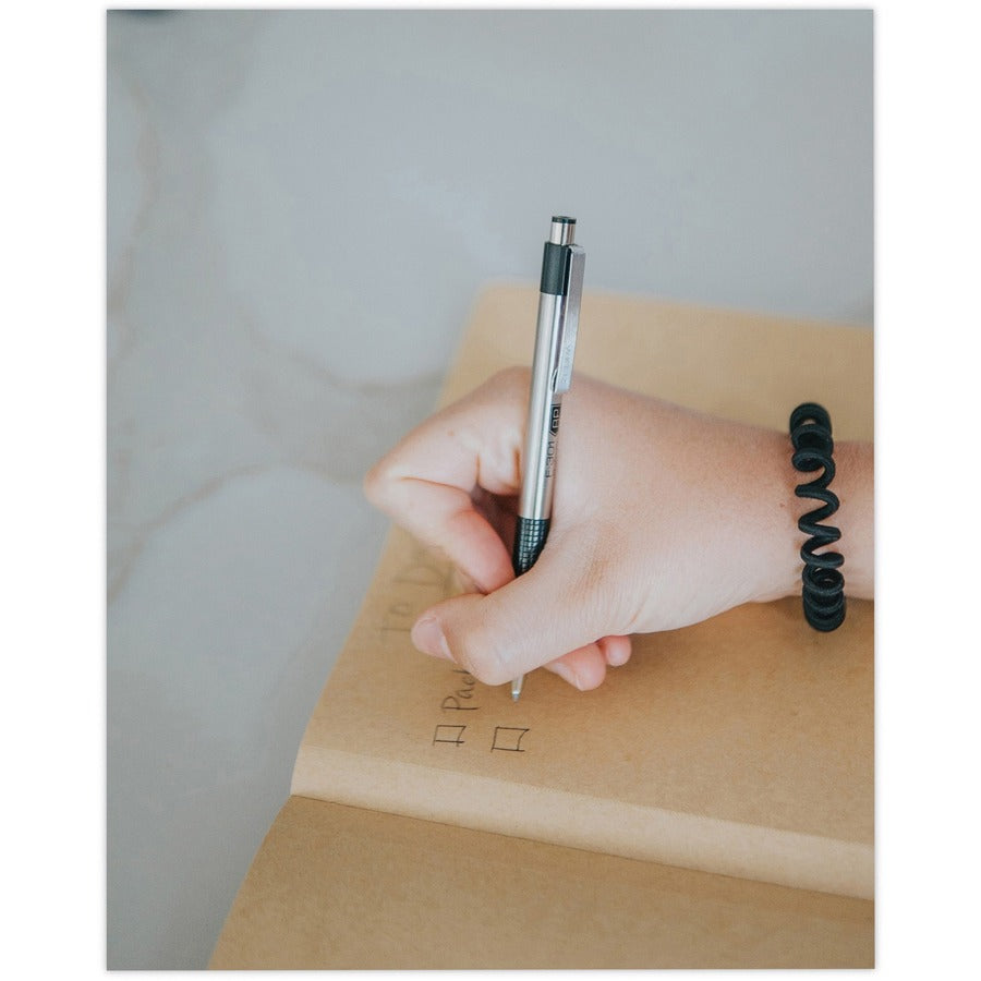Zebra STEEL 3 Series F-301 Retractable Ballpoint Pen - 1.6 mm Bold Pen Point - Refillable - Retractable - Black Ink - Stainless Steel Barrel - 1 Dozen