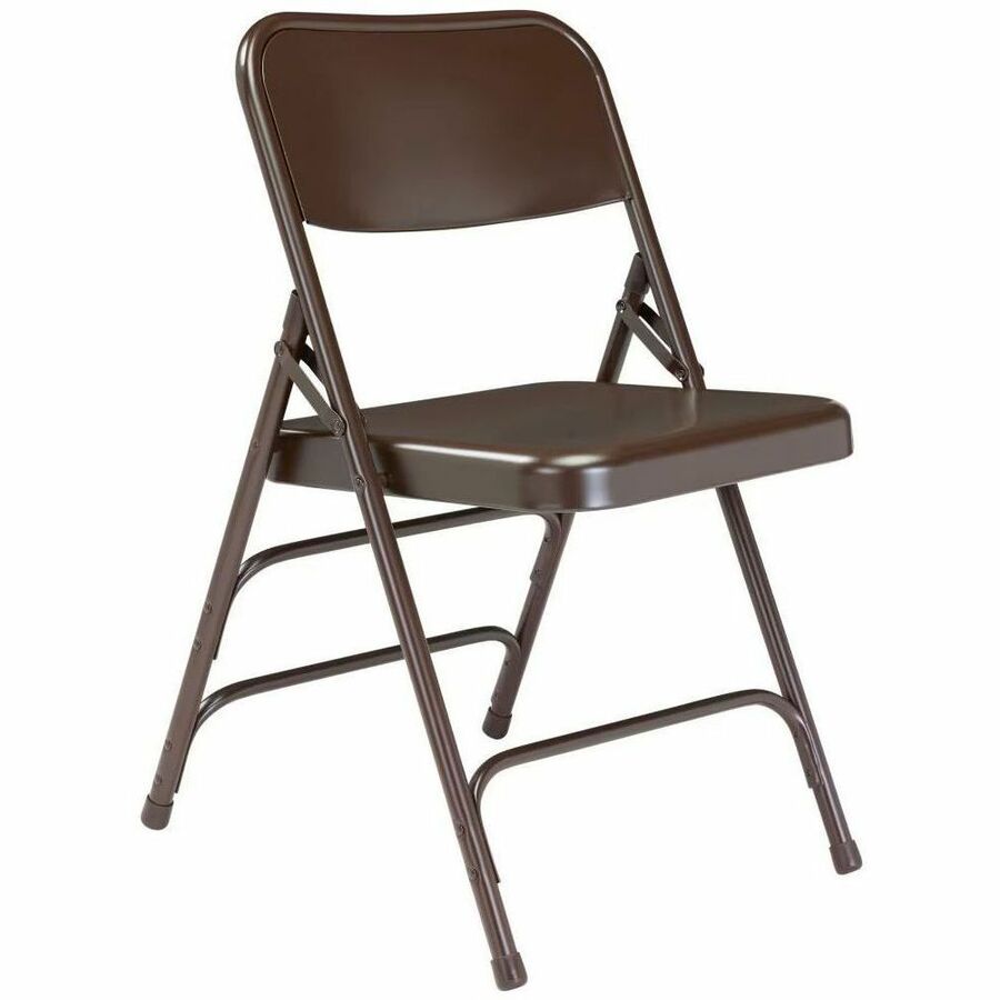 NPS® 300 Series Deluxe All-Steel Triple Brace Double Hinge Folding Chair, Pack of 4, Surface Color: Brown, Frame Color: Brown