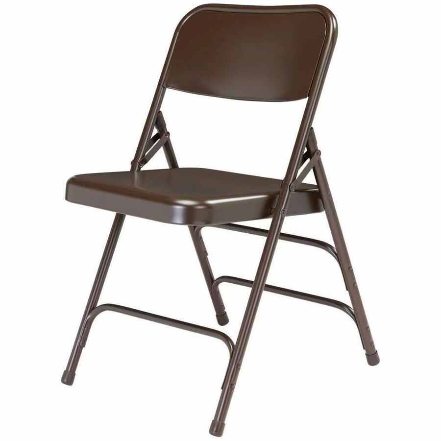 NPS® 300 Series Deluxe All-Steel Triple Brace Double Hinge Folding Chair, Pack of 4, Surface Color: Brown, Frame Color: Brown
