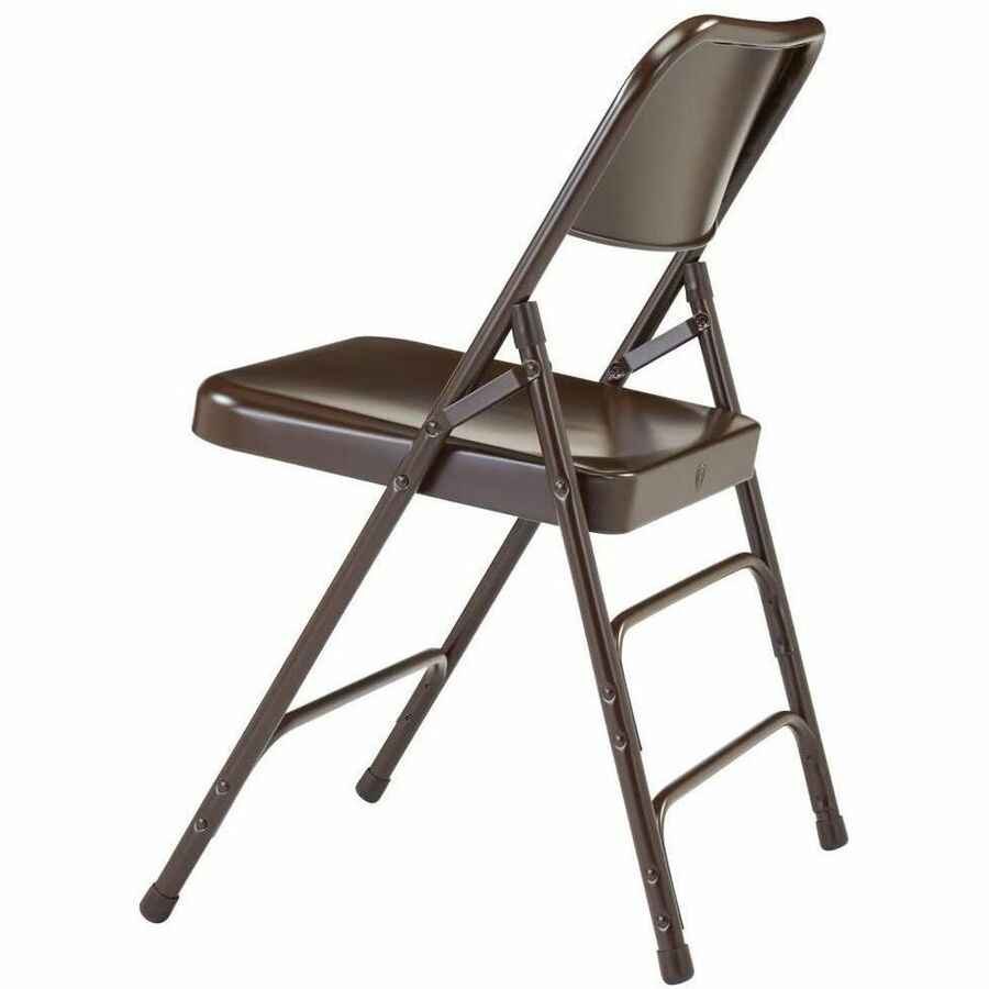 NPS® 300 Series Deluxe All-Steel Triple Brace Double Hinge Folding Chair, Pack of 4, Surface Color: Brown, Frame Color: Brown