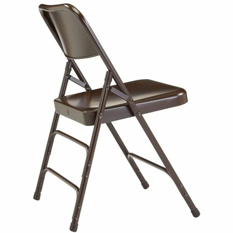 NPS® 300 Series Deluxe All-Steel Triple Brace Double Hinge Folding Chair, Pack of 4, Surface Color: Brown, Frame Color: Brown
