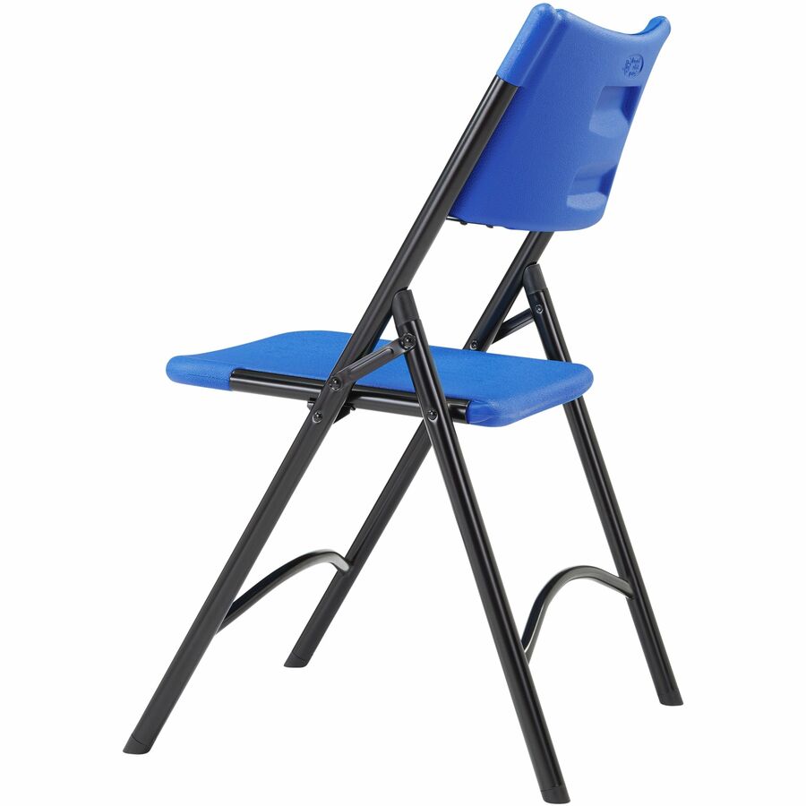 NPS® 600 Series Heavy Duty Plastic Folding Chair, Pack of 4, Surface Color: Blue, Frame Color: Black