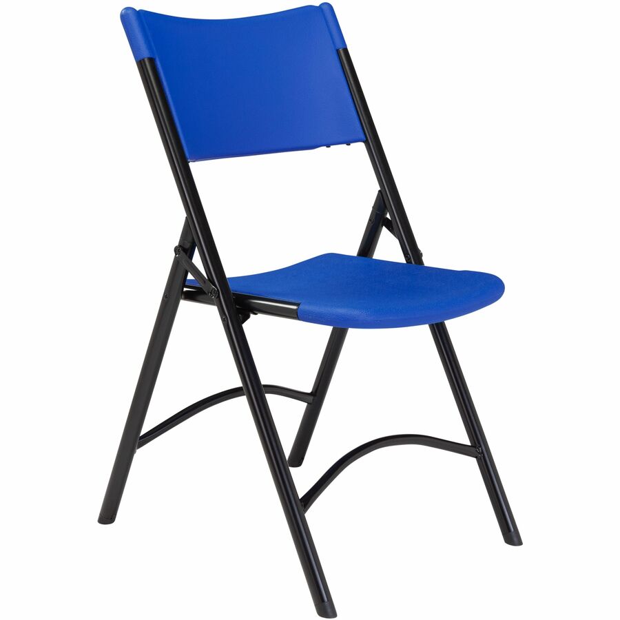 NPS® 600 Series Heavy Duty Plastic Folding Chair, Pack of 4, Surface Color: Blue, Frame Color: Black