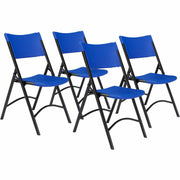 NPS® 600 Series Heavy Duty Plastic Folding Chair, Pack of 4, Surface Color: Blue, Frame Color: Black