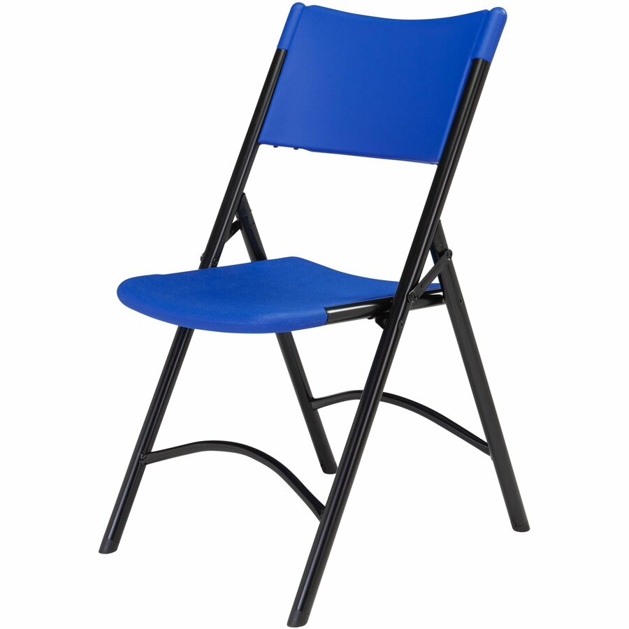 NPS® 600 Series Heavy Duty Plastic Folding Chair, Pack of 4, Surface Color: Blue, Frame Color: Black