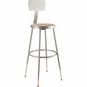 NPS® 25"-33" Height Adjustable Heavy Duty Steel Stool with Backrest, Surface Color: Masonite Wood, Frame Color: Grey