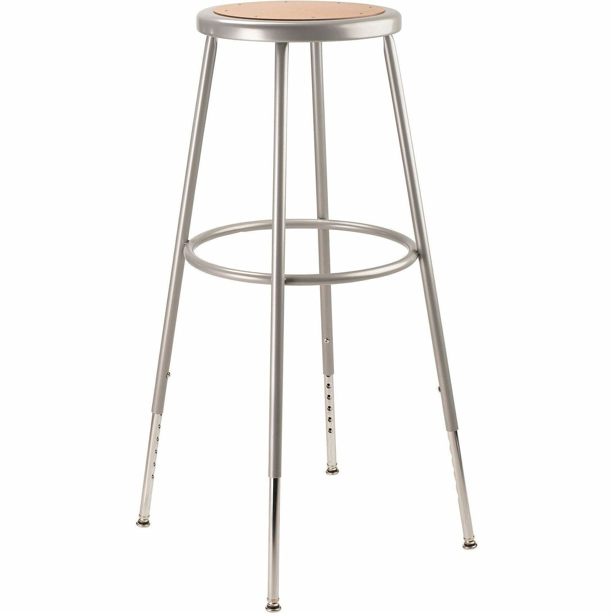 NPS® 32"-39" Height Adjustable Heavy Duty Steel Stool, Surface Color: Masonite Wood, Frame Color: Grey