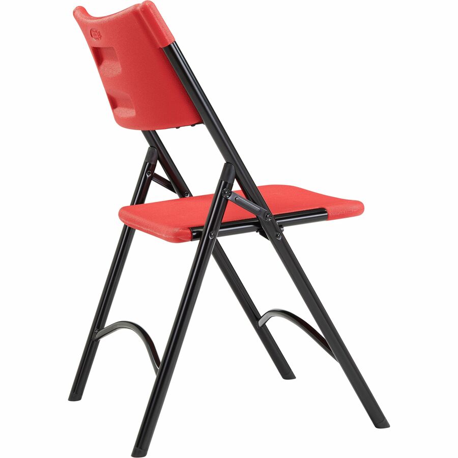 NPS® 600 Series Heavy Duty Plastic Folding Chair, Pack of 4, Surface Color: Red, Frame Color: Black