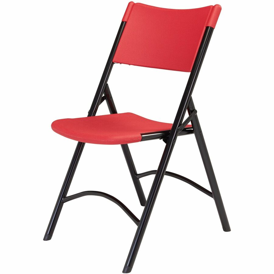 NPS® 600 Series Heavy Duty Plastic Folding Chair, Pack of 4, Surface Color: Red, Frame Color: Black