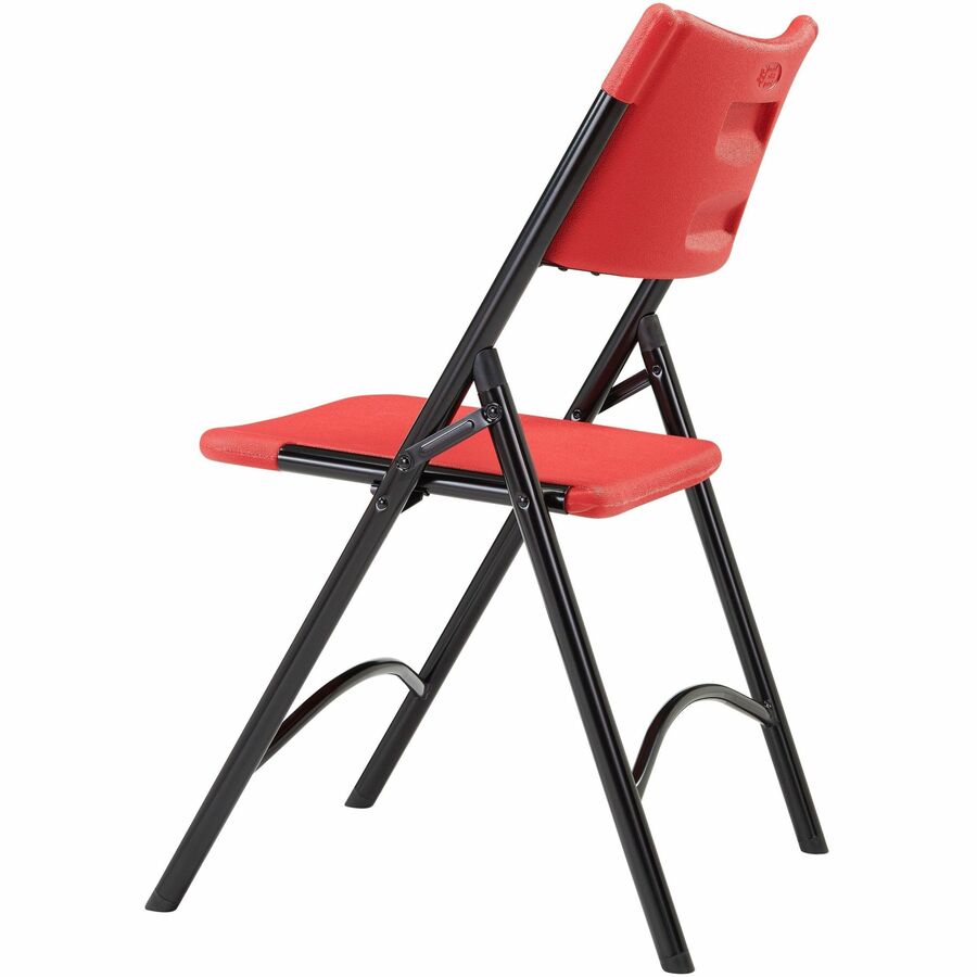 NPS® 600 Series Heavy Duty Plastic Folding Chair, Pack of 4, Surface Color: Red, Frame Color: Black