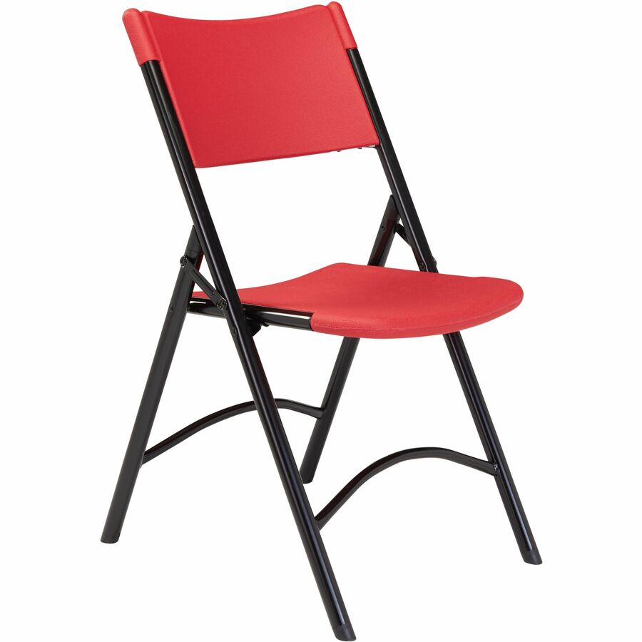 NPS® 600 Series Heavy Duty Plastic Folding Chair, Pack of 4, Surface Color: Red, Frame Color: Black