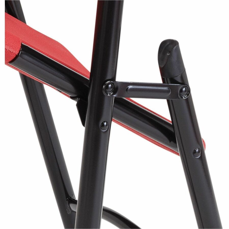 NPS® 600 Series Heavy Duty Plastic Folding Chair, Pack of 4, Surface Color: Red, Frame Color: Black