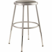 NPS® 19"-27" Height Adjustable Heavy Duty Vinyl Padded Steel Stool, Surface Color: Grey, Frame Color: Grey