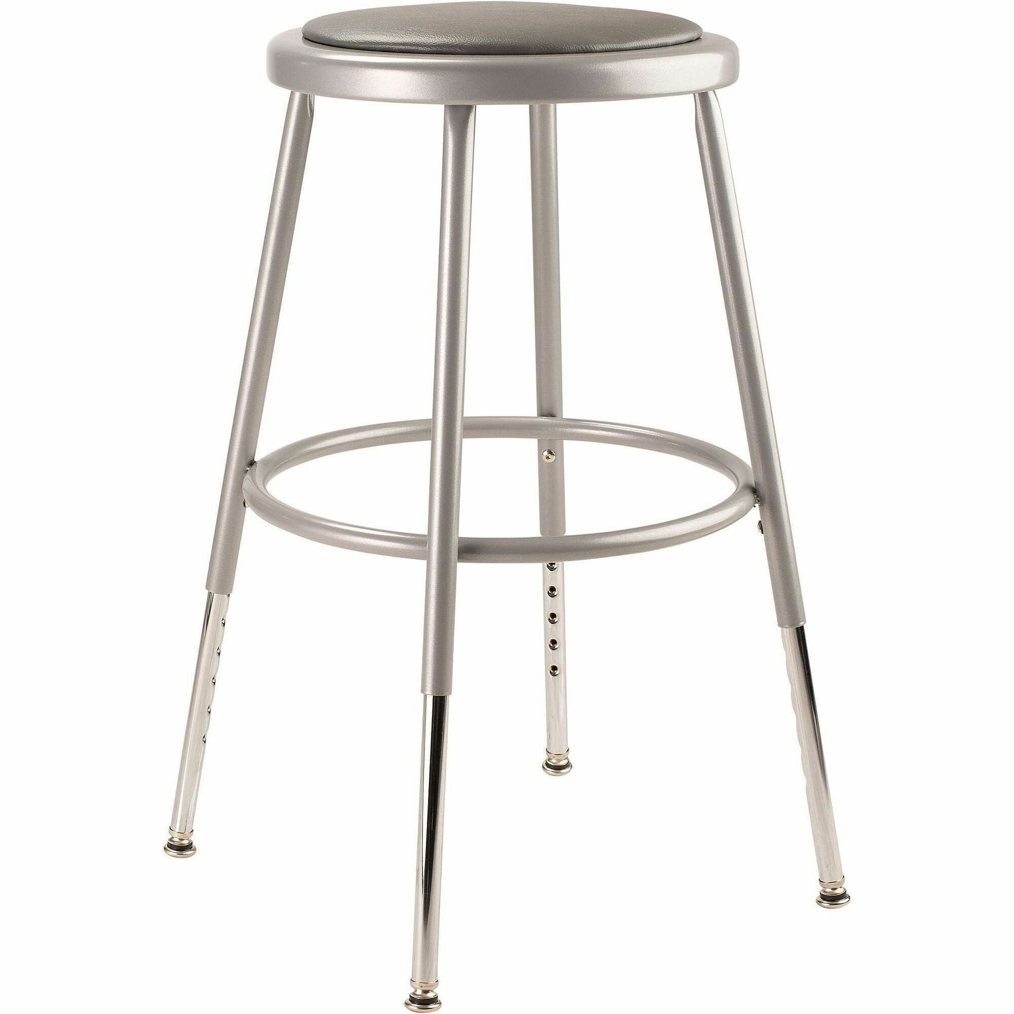 NPS® 19"-27" Height Adjustable Heavy Duty Vinyl Padded Steel Stool, Surface Color: Grey, Frame Color: Grey