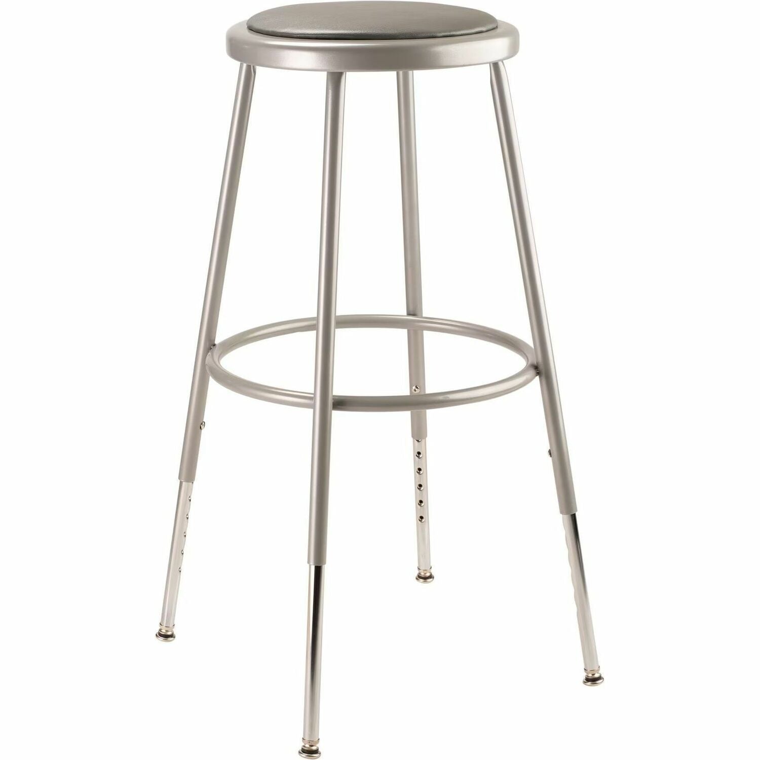 NPS® 25"-33" Height Adjustable Heavy Duty Vinyl Padded Steel Stool, Surface Color: Grey, Frame Color: Grey