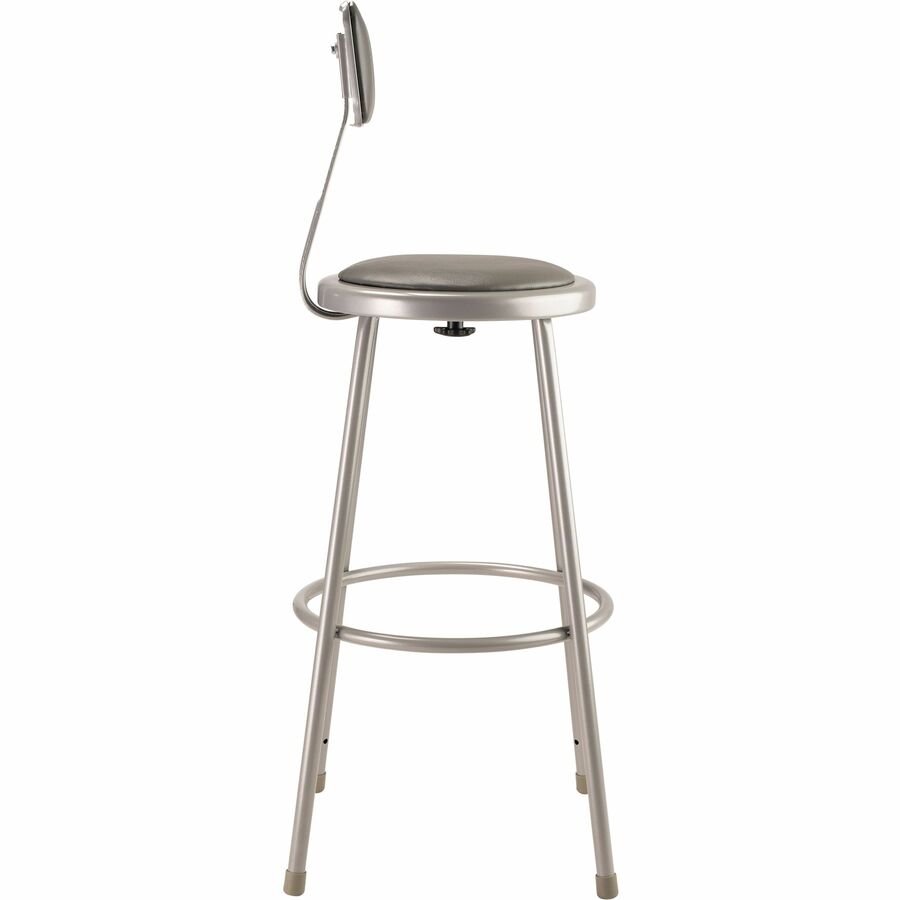 NPS® 30" Heavy Duty Vinyl Padded Steel Stool with Backrest, Surface Color: Grey, Frame Color: Grey
