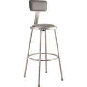NPS® 30" Heavy Duty Vinyl Padded Steel Stool with Backrest, Surface Color: Grey, Frame Color: Grey