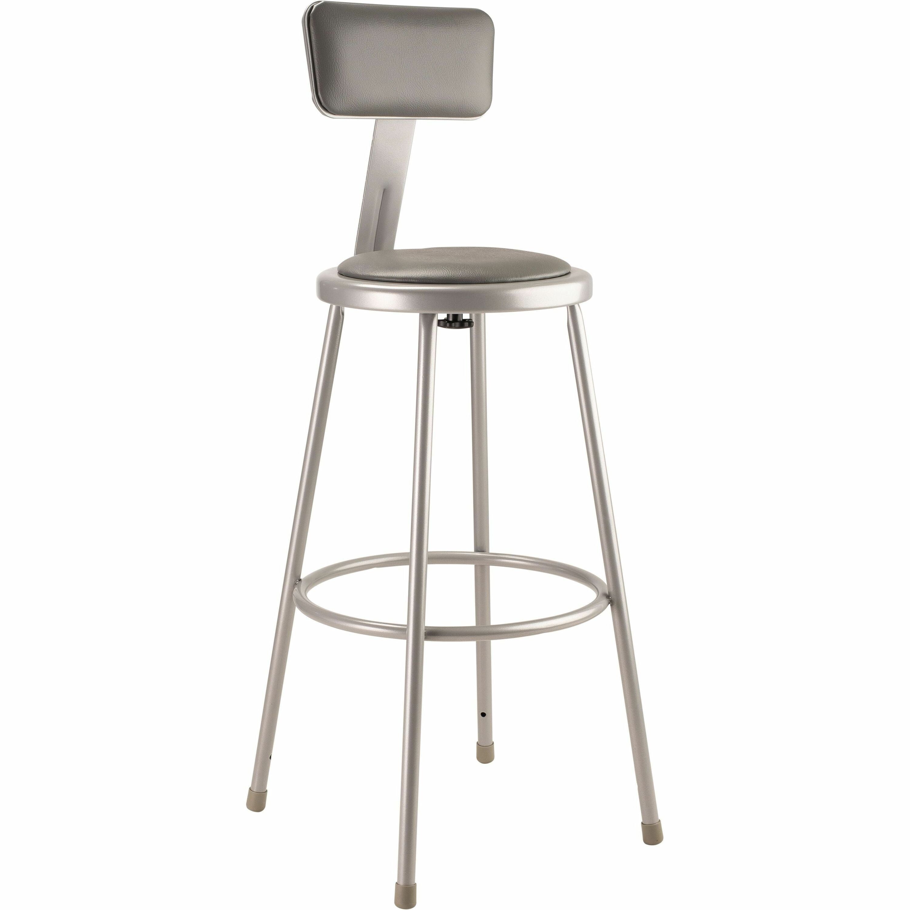 NPS® 30" Heavy Duty Vinyl Padded Steel Stool with Backrest, Surface Color: Grey, Frame Color: Grey