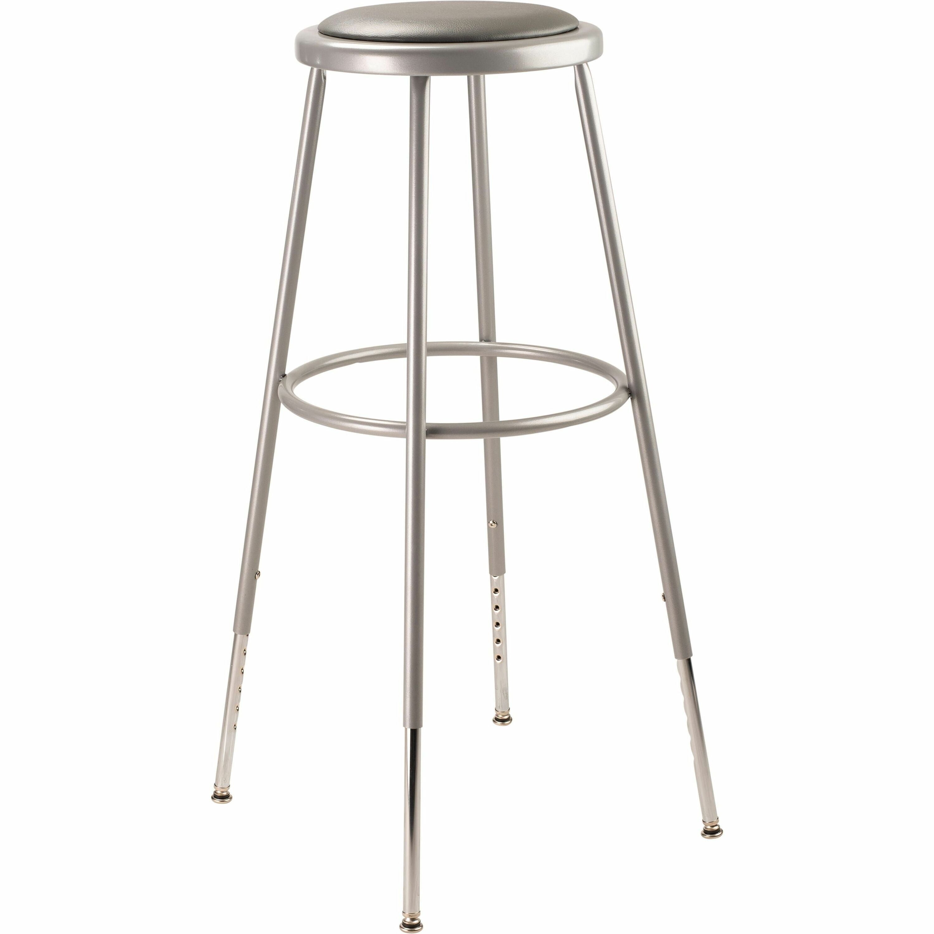 NPS® 32"-39" Height Adjustable Heavy Duty Vinyl Padded Steel Stool, Surface Color: Grey, Frame Color: Grey
