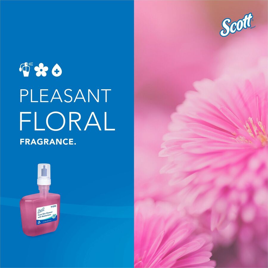 Scott Foam Hand Soap with Moisturizers - Foam - 1.27 quart - Floral - Hands-free Dispenser - For All Skin - Moisturising Hands-free Dispenser - 2 / Carton