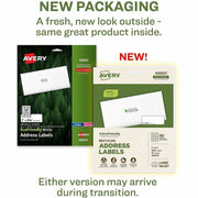 Avery&reg; Eco-Friendly Address Labels for Lfor Laser and Inkjet Printers, 1" x 2?"