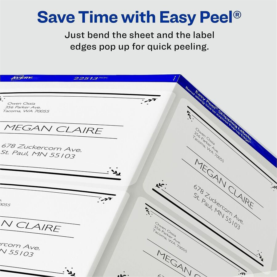 Avery&reg; Clear Shipping Labels, Sure Feed, 3-1/3" x 4" , 60 Labels (18664)