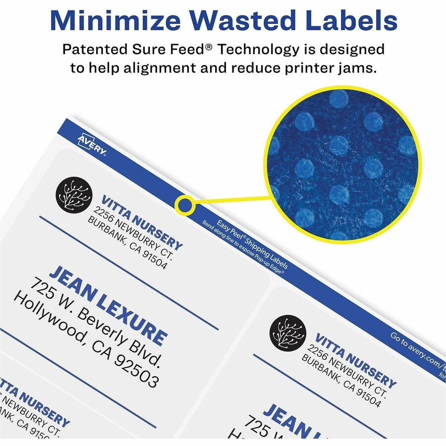 Avery&reg; Clear Shipping Labels, Sure Feed, 3-1/3" x 4" , 60 Labels (18664)