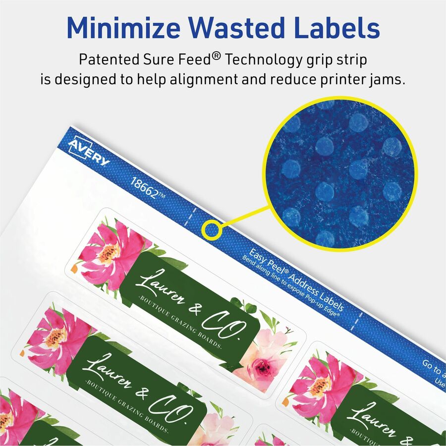 Avery Easy Peel Inkjet Printer Mailing Labels, Matte Clear, 1 21/64" x 4", Rectangle, Permanent Adhesive, 14 Labels/Sheet, 14 Sheets, 140 Labels/Pack