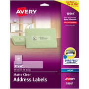 Avery Easy Peel Inkjet Printer Mailing Labels, Matte Clear, 1" x 4", Rectangle, Permanent Adhesive, 20 Sheets, 200 Labels per Pack