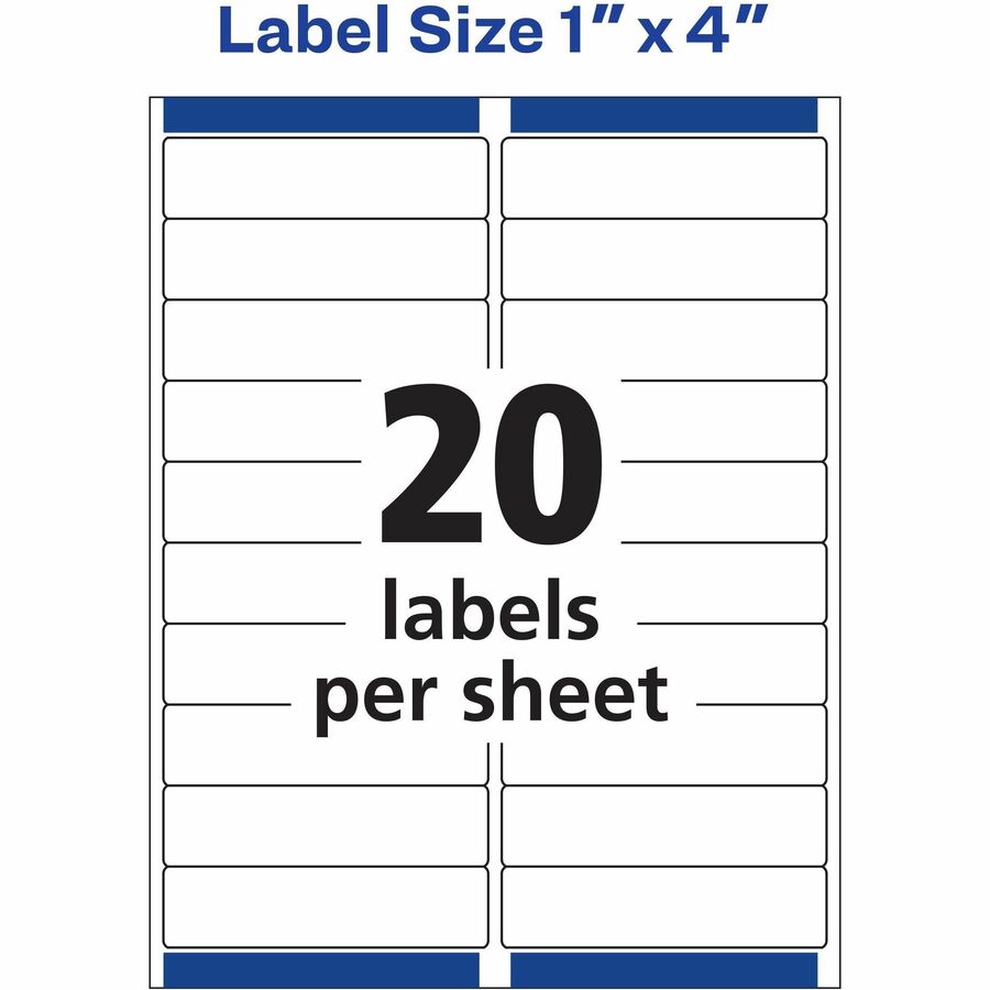 Avery Easy Peel Inkjet Printer Mailing Labels, Matte Clear, 1" x 4", Rectangle, Permanent Adhesive, 20 Sheets, 200 Labels per Pack