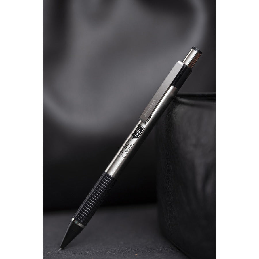 Zebra STEEL 3 Series M-301 Mechanical Pencil - 0.7 mm Lead - Refillable - Black Stainless Steel Barrel - 1 Each