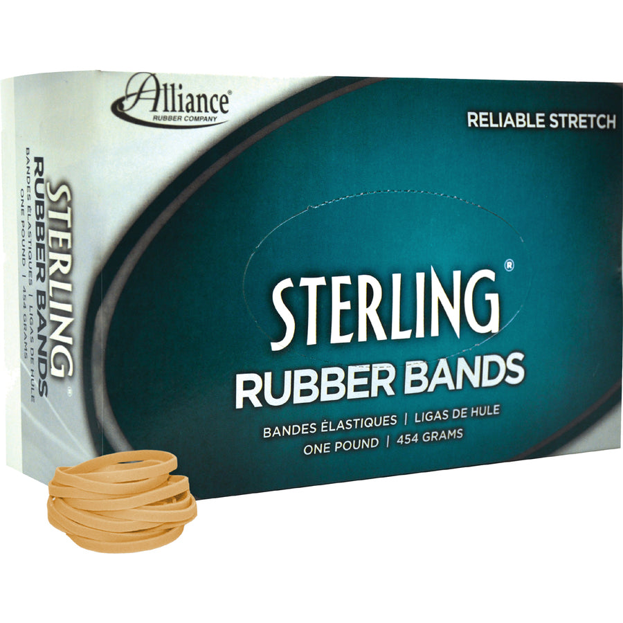 Alliance Rubber Sterling Rubber Bands - Size: #30 - 2" Length x 125 mil Thickness - Durable, Elastic - Natural Crepe - 1500 / Box