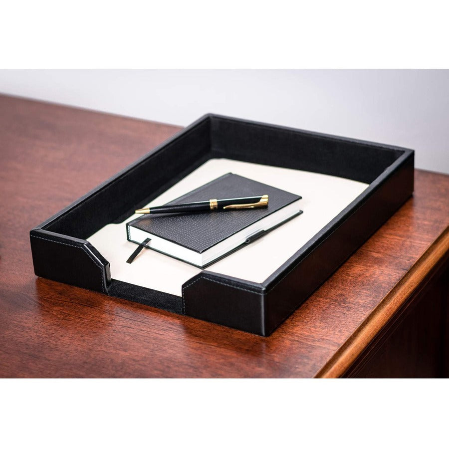 Dacasso Bonded Leather Letter Tray - 2" Height x 10.25" Width x 13.50" Length - Desktop - Black - Leather - 1 Each