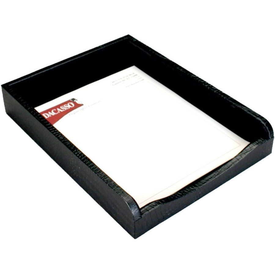 Dacasso Crocodile Embossed Leather Letter Tray