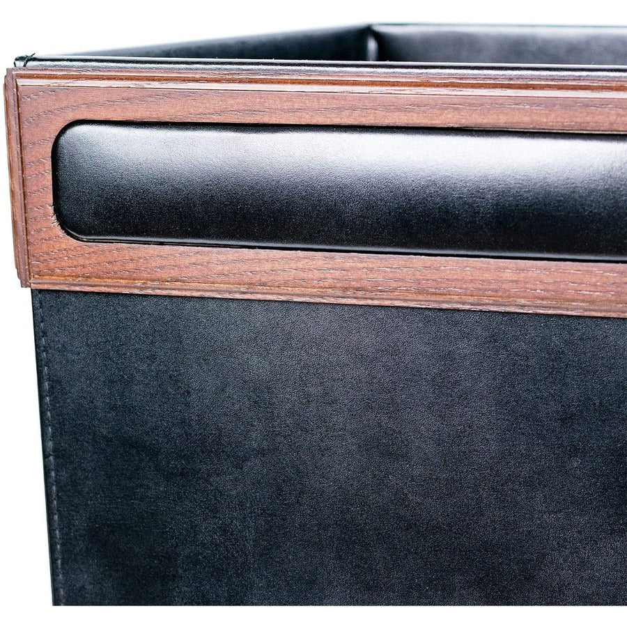 Dacasso Walnut & Leather Waste Basket