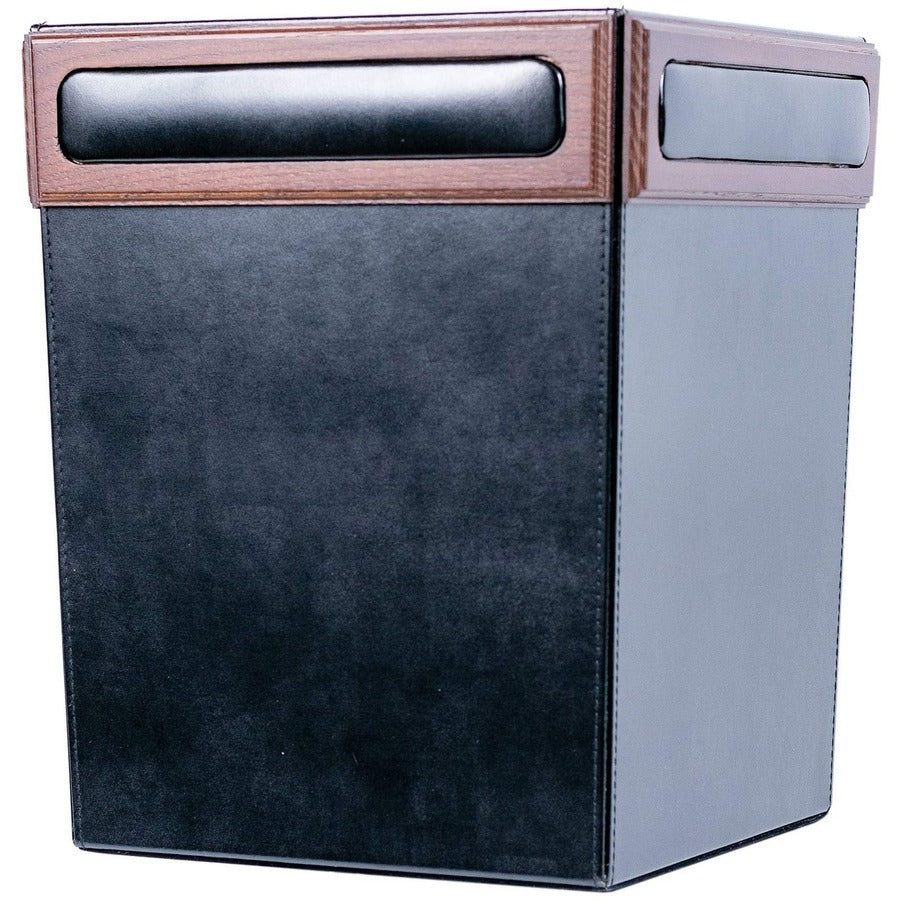 Dacasso Walnut & Leather Waste Basket