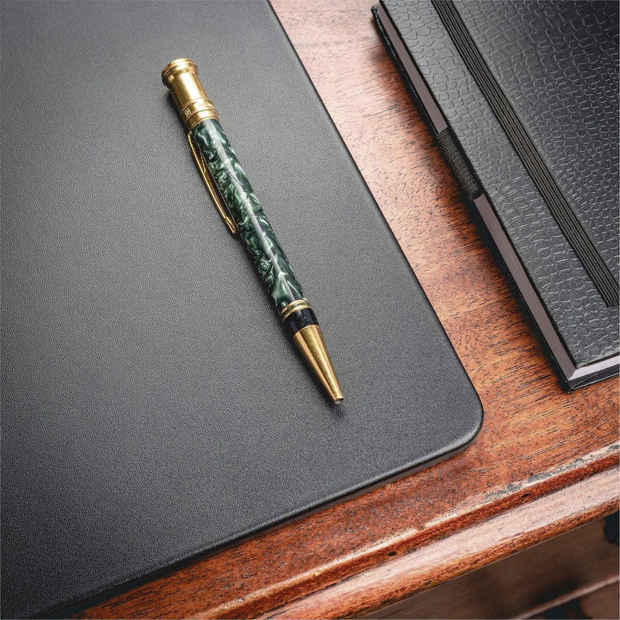 Dacasso Leather Desk Mat - Rectangular - 38" Width x 24" Depth - Felt Backing - Top Grain Leather - Black