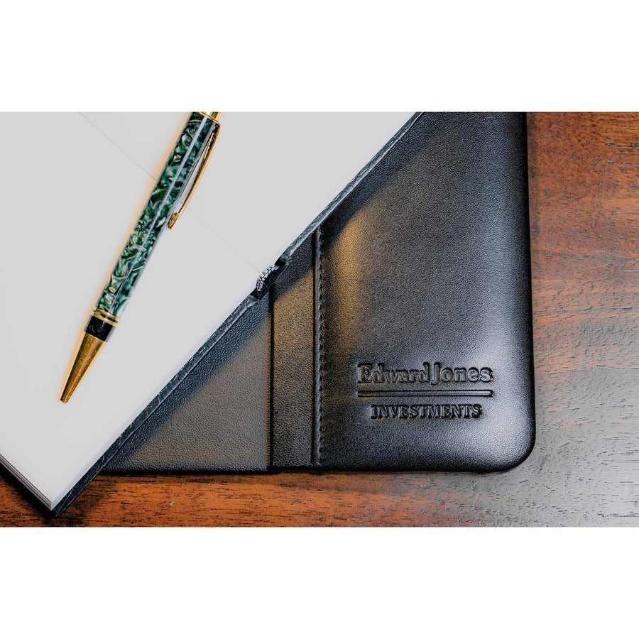 Dacasso Leather Side-Rail Desk Pad - Rectangular - 38" Width x 24" Depth - Felt Black Backing - Top Grain Leather - Black