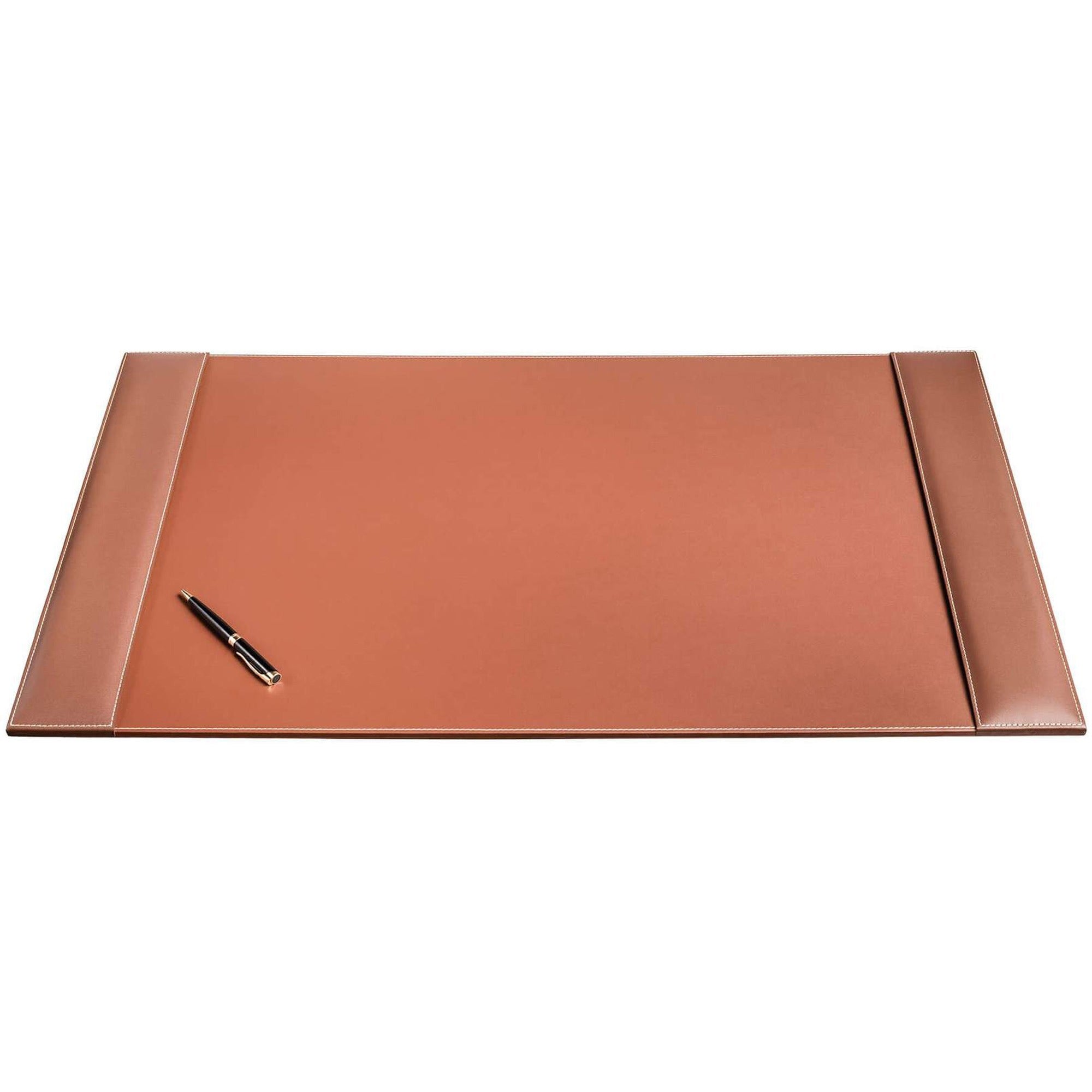 Dacasso Rustic Leather Side-Rail Desk Pad - Rectangular - 34" Width x 20" Depth - Felt Backing - Top Grain Leather - Rustic Brown