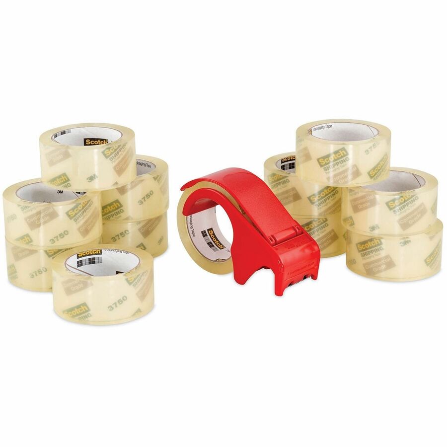 54.60 yd Length x 1.88" Width x 3.1 mil Thickness - 3" Core - Clear - Synthetic Rubber Resin - Dispenser Included - For Sealing, Splicing, Packing - 12 / Pack