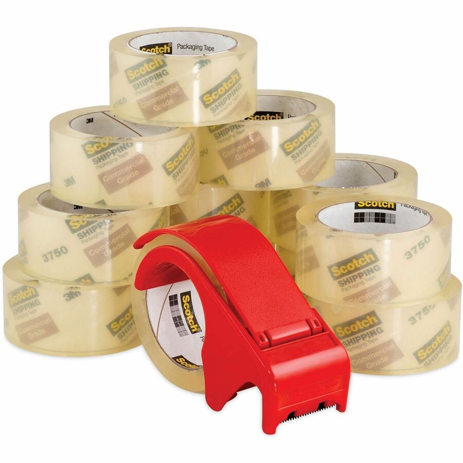 54.60 yd Length x 1.88" Width x 3.1 mil Thickness - 3" Core - Clear - Synthetic Rubber Resin - Dispenser Included - For Sealing, Splicing, Packing - 12 / Pack