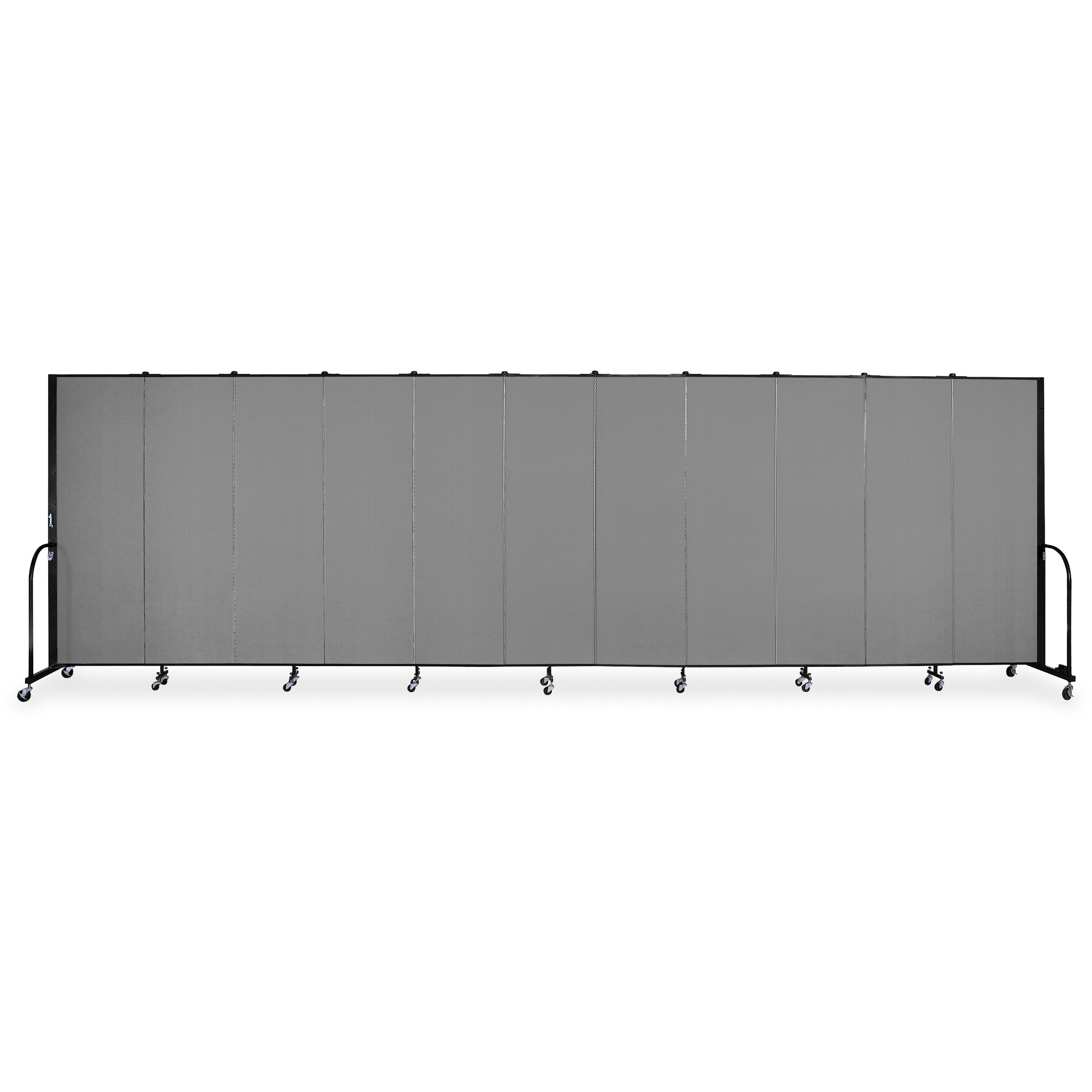 Screenflex Portable Room Dividers - 72" Height x 20.4 ft Length - Black Metal Frame - Polyester - Stone - 1 Each