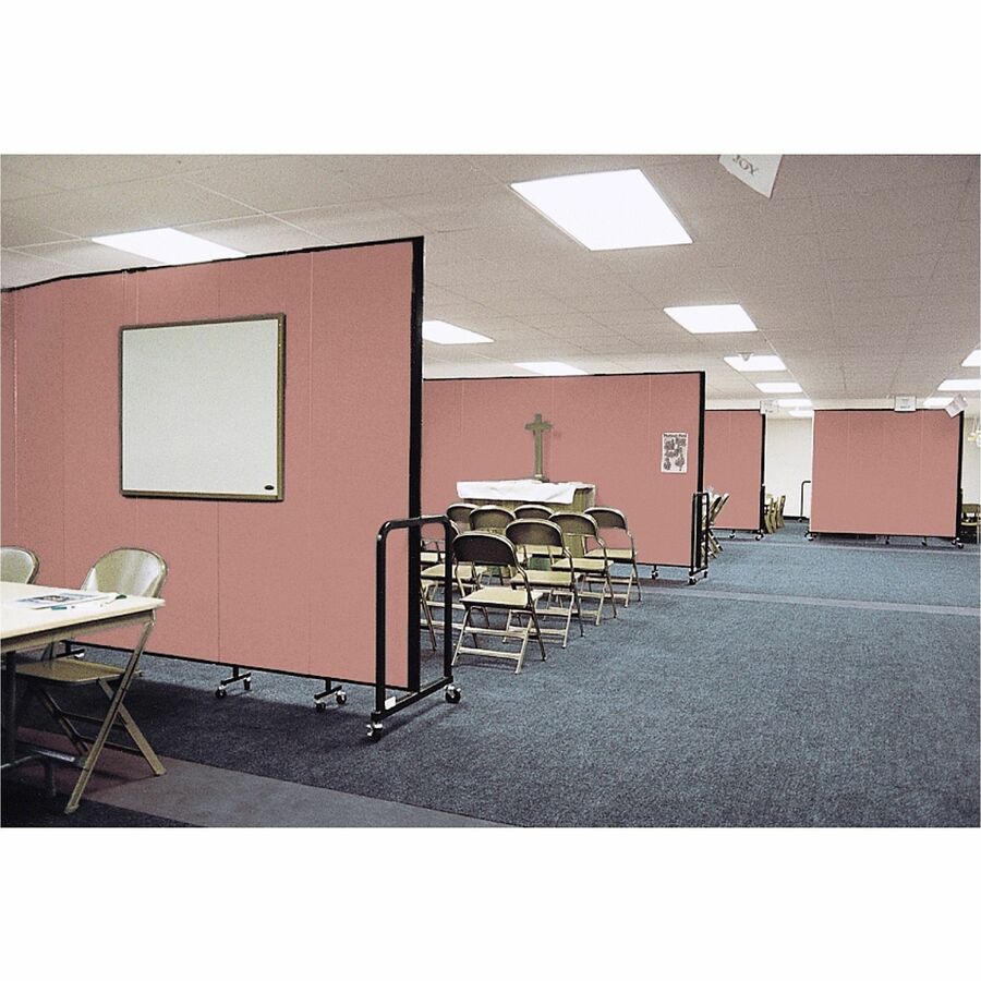 Screenflex Portable Room Dividers - 72" Height x 20.4 ft Length - Black Metal Frame - Polyester - Stone - 1 Each
