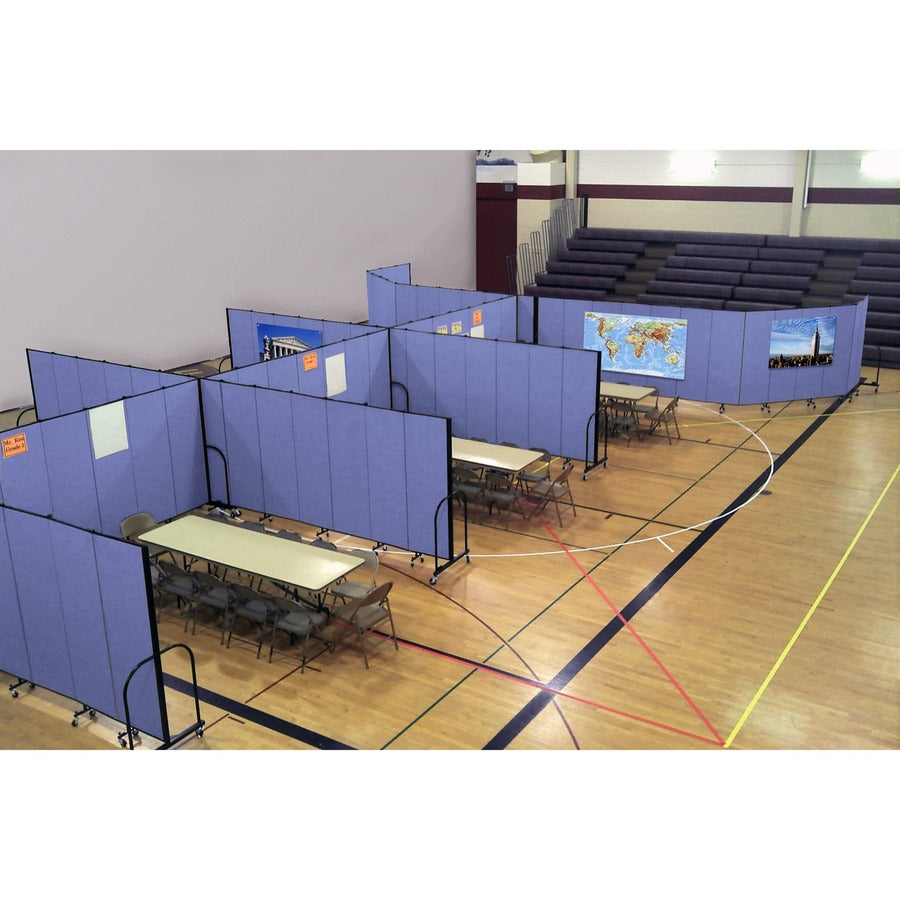 Screenflex Portable Room Dividers - 72" Height x 20.4 ft Length - Black Metal Frame - Polyester - Stone - 1 Each