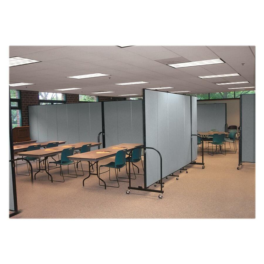 Screenflex Portable Room Dividers - 72" Height x 20.4 ft Length - Black Metal Frame - Polyester - Stone - 1 Each