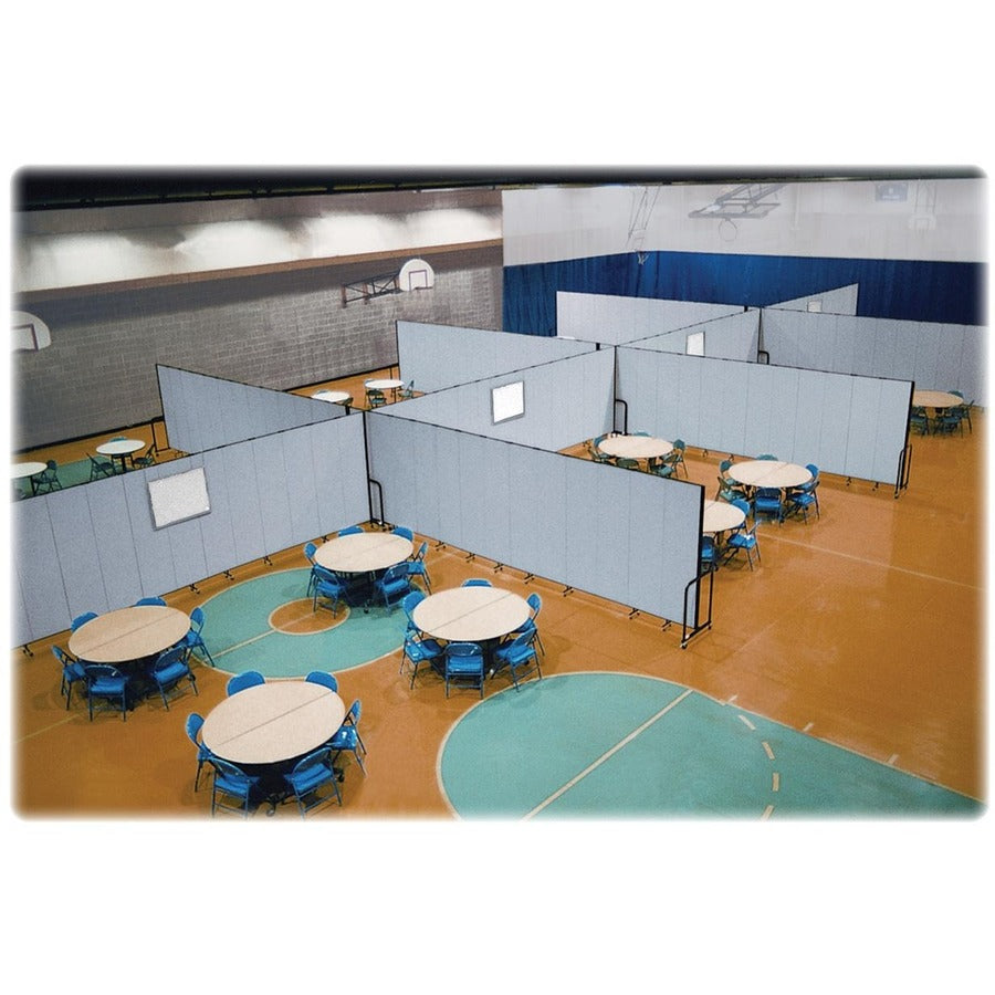 Screenflex Portable Room Dividers - 72" Height x 20.4 ft Length - Black Metal Frame - Polyester - Stone - 1 Each
