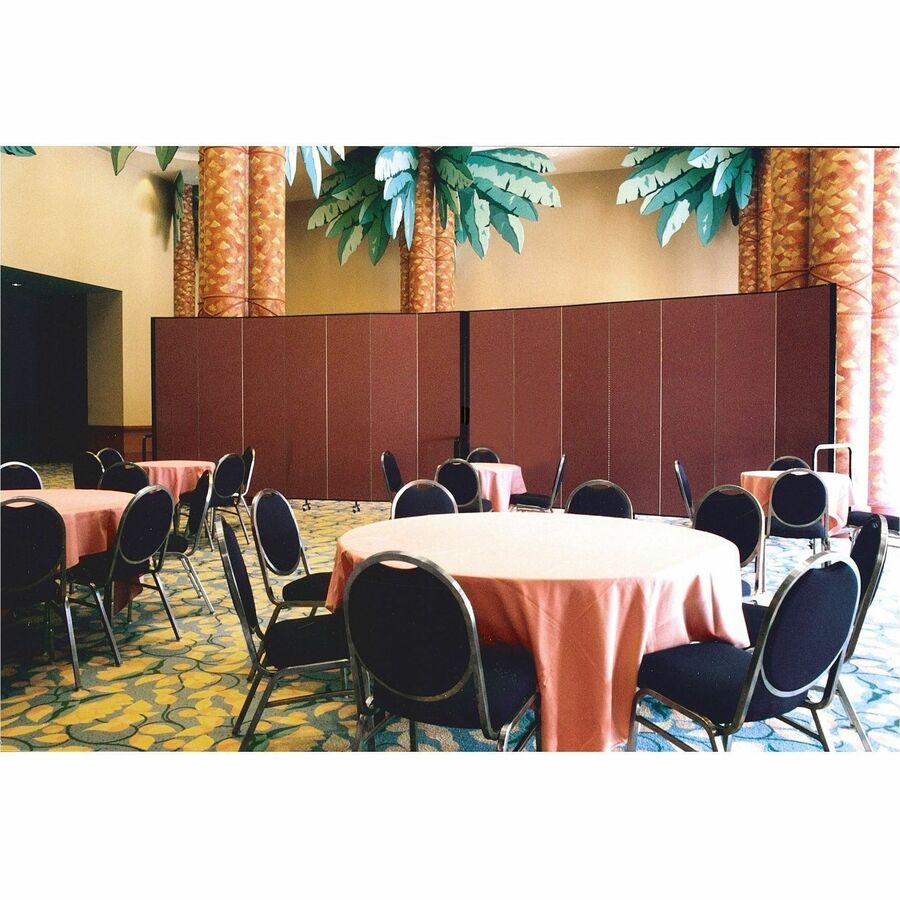 Screenflex Portable Room Dividers - 72" Height x 20.4 ft Length - Black Metal Frame - Polyester - Stone - 1 Each