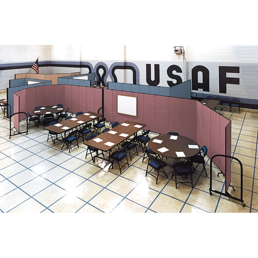 Screenflex Portable Room Dividers - 72" Height x 20.4 ft Length - Black Metal Frame - Polyester - Stone - 1 Each