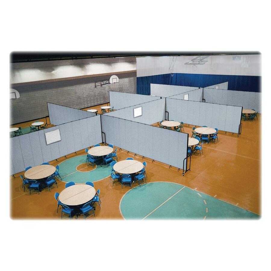 Screenflex Portable Room Dividers - 72" Height x 24.1 ft Length - Black Metal Frame - Polyester - Stone - 1 Each